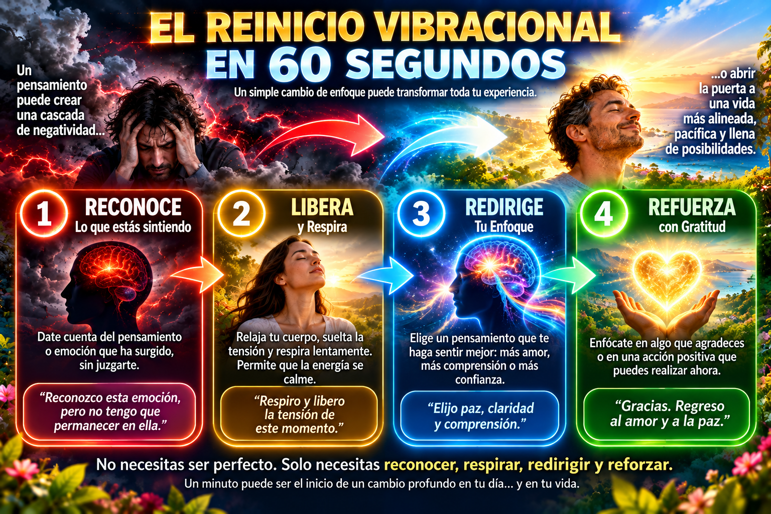 Gráfico de cuatro pasos del reinicio vibracional